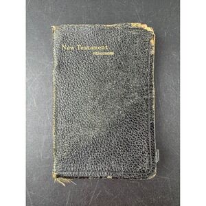 Vintage 1933 Cambridge New Testament Pocket Bible Black Flexible Cover Antique